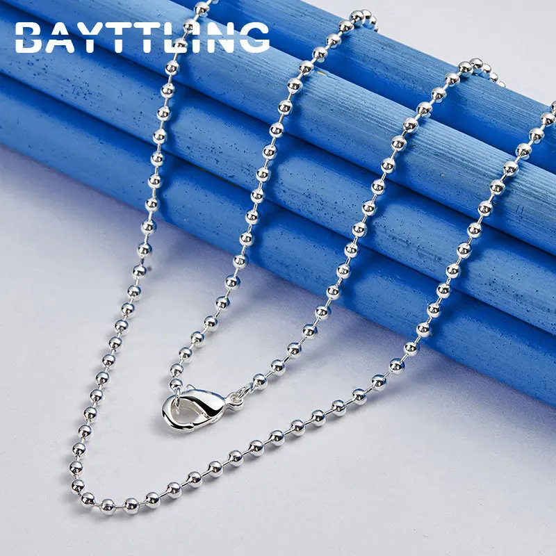 

Fashion 18 Inches 925 Sterling Silver 2MM Bead Chain Necklace For Men Women Party Wedding Temperament Jewelry Accessories