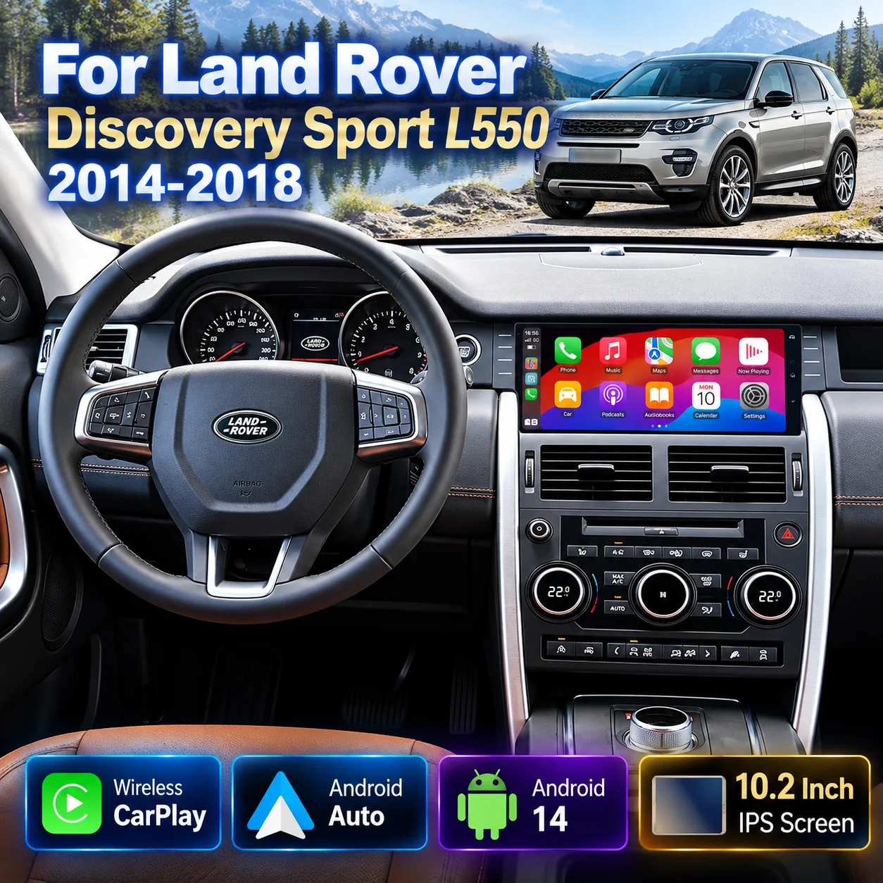 10.2 Inch Android 14 For Land Rover Discovery Sport L550 2014-2018 Multimedia Player GPS Navigation Auto Radio Stereo Head Unit