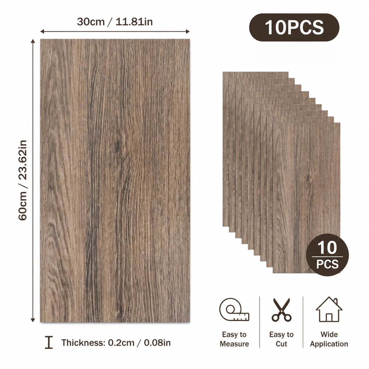 10PCS Self-Adhesive Wall Sticker Wood Grain Stickers Waterproof Foam Soundproof Self-adhesive Wallpaper DIY Decals Home Decor