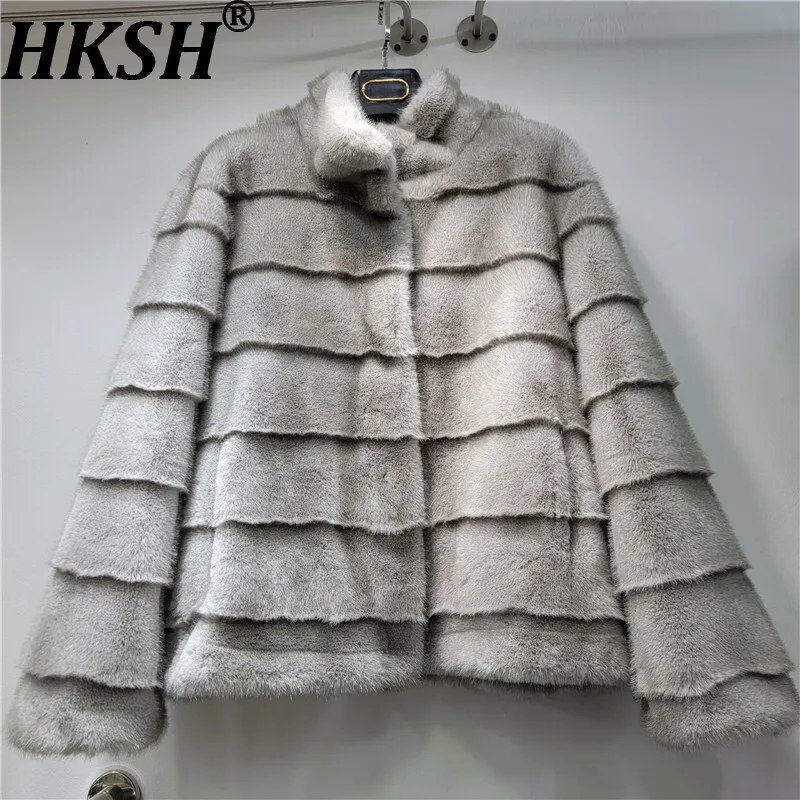 

HKSH 2025 Winter New Women's Faux Fur Coat Stand Collar Long Sleeves Versatile High-end Elegant Trend Luxury Warm Jacket HK14819