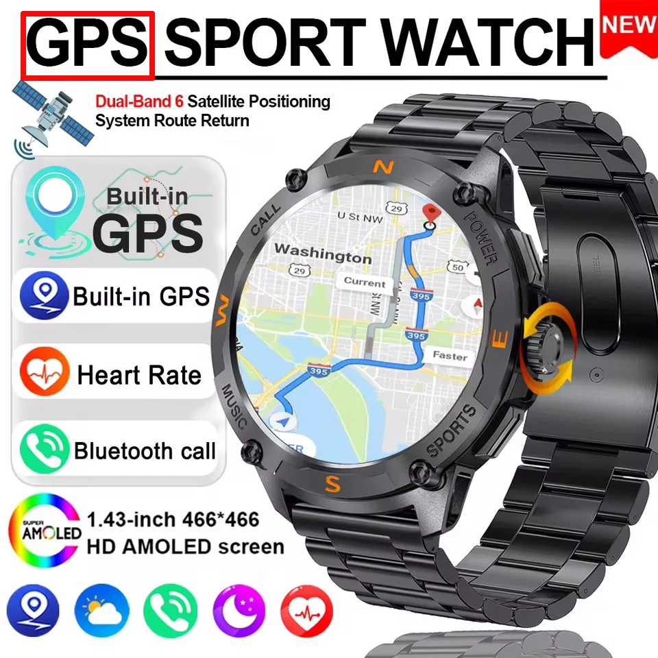 

T-Rex3 GPS Смарт-часы 10ATM Водонепроницаемые умные часы для плавания и восхождения на открытом воздухе для мужчин и женщин Amoled Кнопка поворота Монитор сердечного ритма