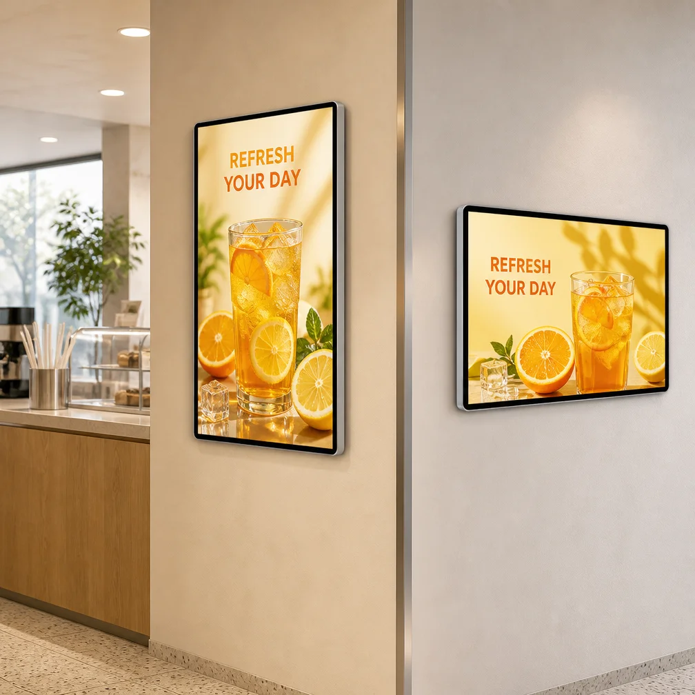 LCD Digital Wall-Mounted Advertising Player Cloud-Based CMS for Retail Stores Cosmetics Food Beverages Pictures Videos Graphics