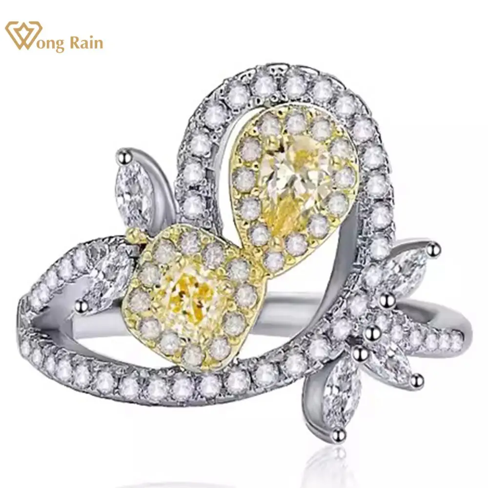 

Wong Rain 925 Sterling Silver Crushed Ice Cut Citrine Gemstone Wedding Engagement High Carbon Diamonds Jewelry Ring Wholesale