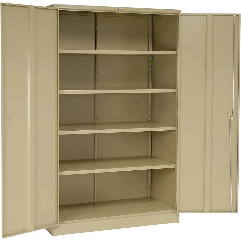 

Tan 4-Shelf Storage Cabinet with Lockable Turn Handle, Adjustable Heights, 48W x 18D x 78H, Assembled
