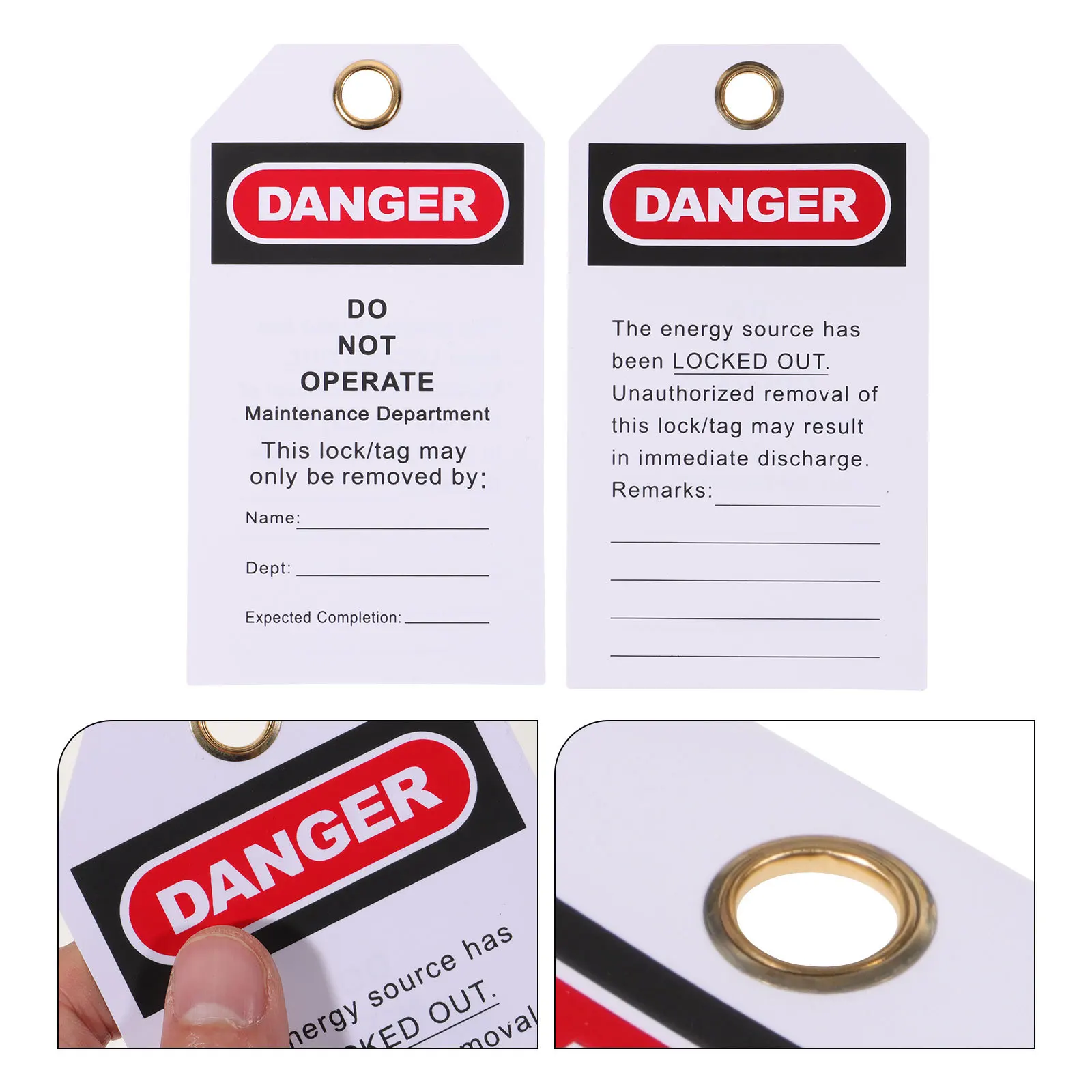 

10Pcs Tags Heavy Duty PVC Warning Tag with Hole for Equipment Lock Out Tag Kits Tags