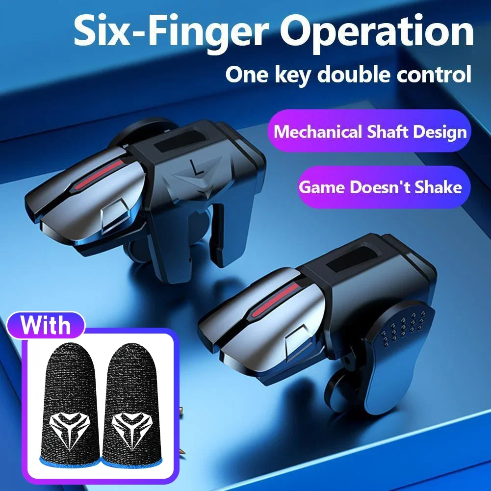 6-Finger Mobile Game Trigger for PUBG Phone Game Controller Gamepad Joystick G21 Aim Shooting Triggers Alloy Key Button