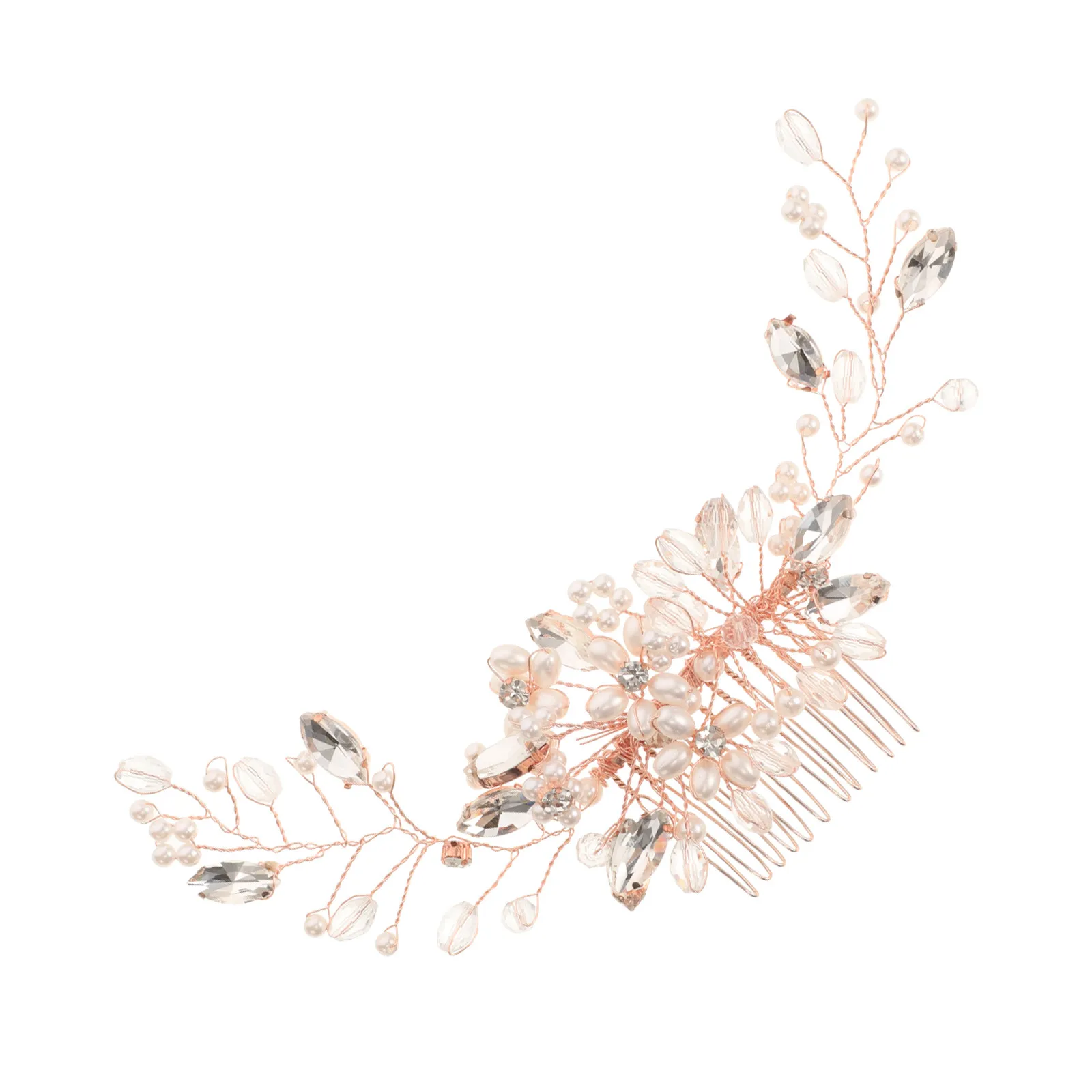 Exquisite Rose Gold Bridal Hair Comb Crown European Style Crystal Hairpiece for Wedding and Bridal Hairstyles Wedding Hair Clips