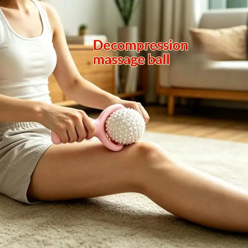 3D Printed Plastic Massage Ball With Handle, Yoga Ball Fitness Muscle Relaxation Stick Shoulder Neck Leg Sole Meridian Ball