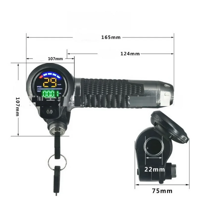 Diy Part Electric Bicycle Speed Mileage Display 36-72v With Lock Scooter Handle+key Tricycle Twist Throttle Accessory