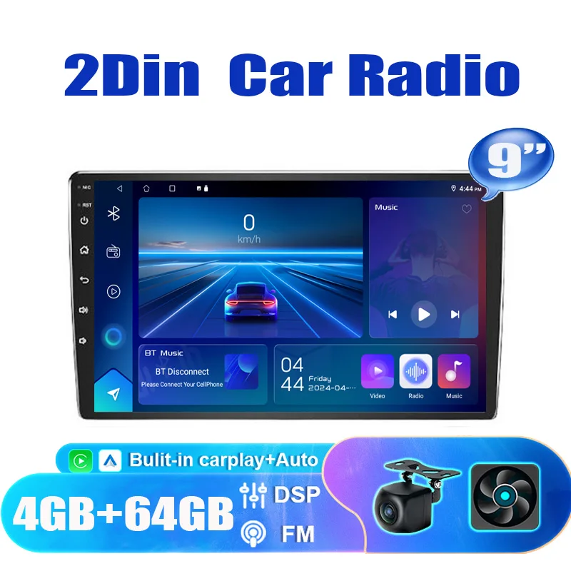 

9” 4+64GB 2din car wireless multimedia player Wireless Apple CarPlay Android car audio radio FM BT host Reversing Image