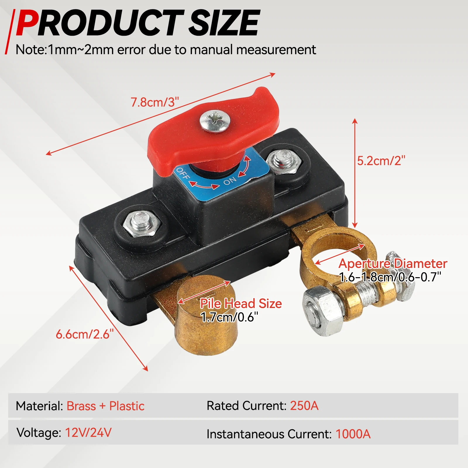 Car Battery Cut Off Switch 12V / 24V ﻿Disconnect Automatic Circuit Breaker Anti-Power Off Leakage Protector Universal Auto Parts