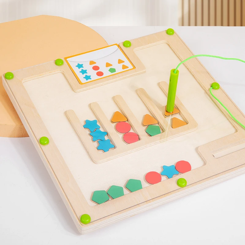 Houten kleurvorm Magnetisch doolhof Magnetisch sorteren Reisbord Montessori Educatief speelgoed voor leeftijd 3+ Fijne motoriek