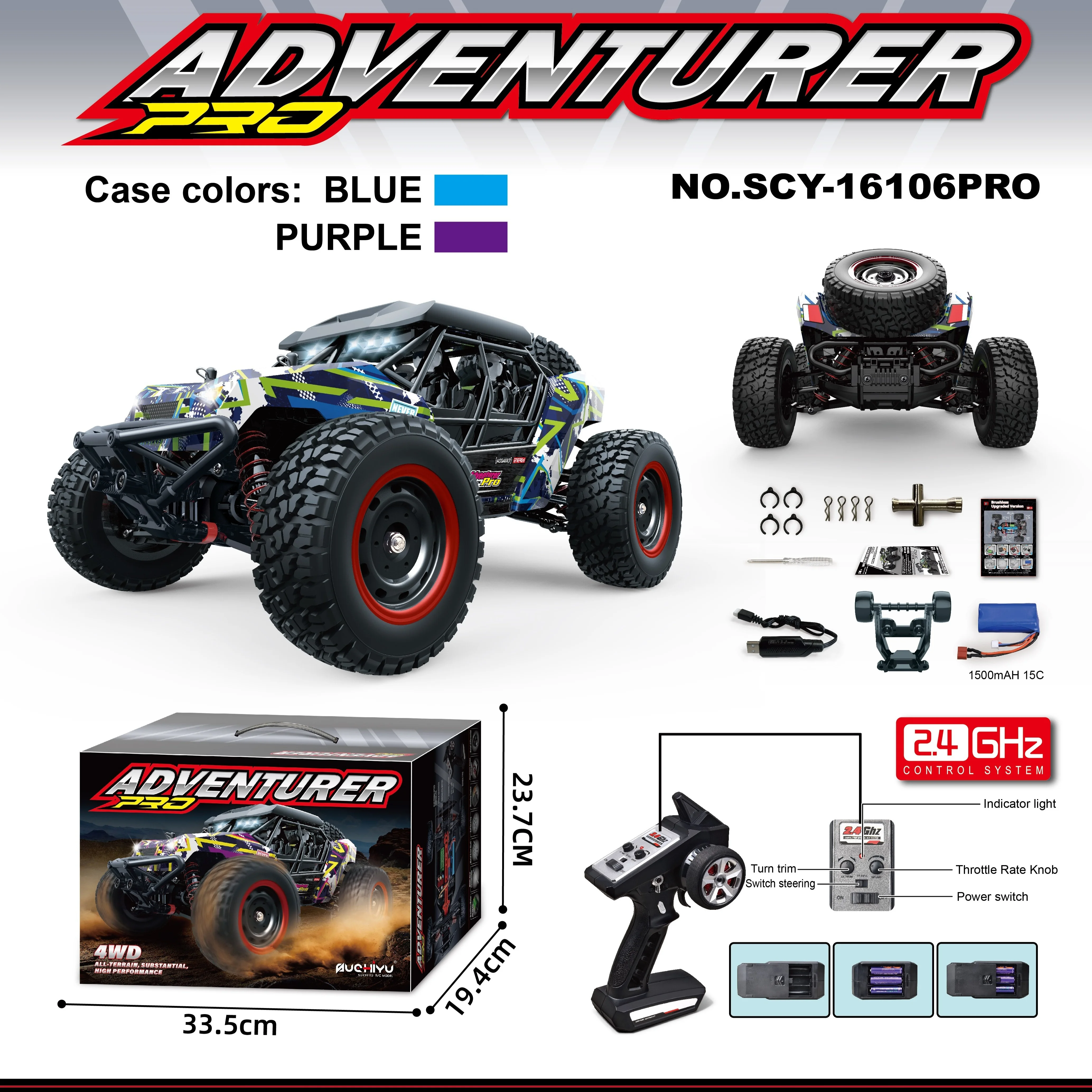 RC Car SCY-16106Pro 1/16 Scale 4WD 70km/H Brushless Remote-Controlled Off-Road Vehicle Modle Toy For Hobbyist Gift