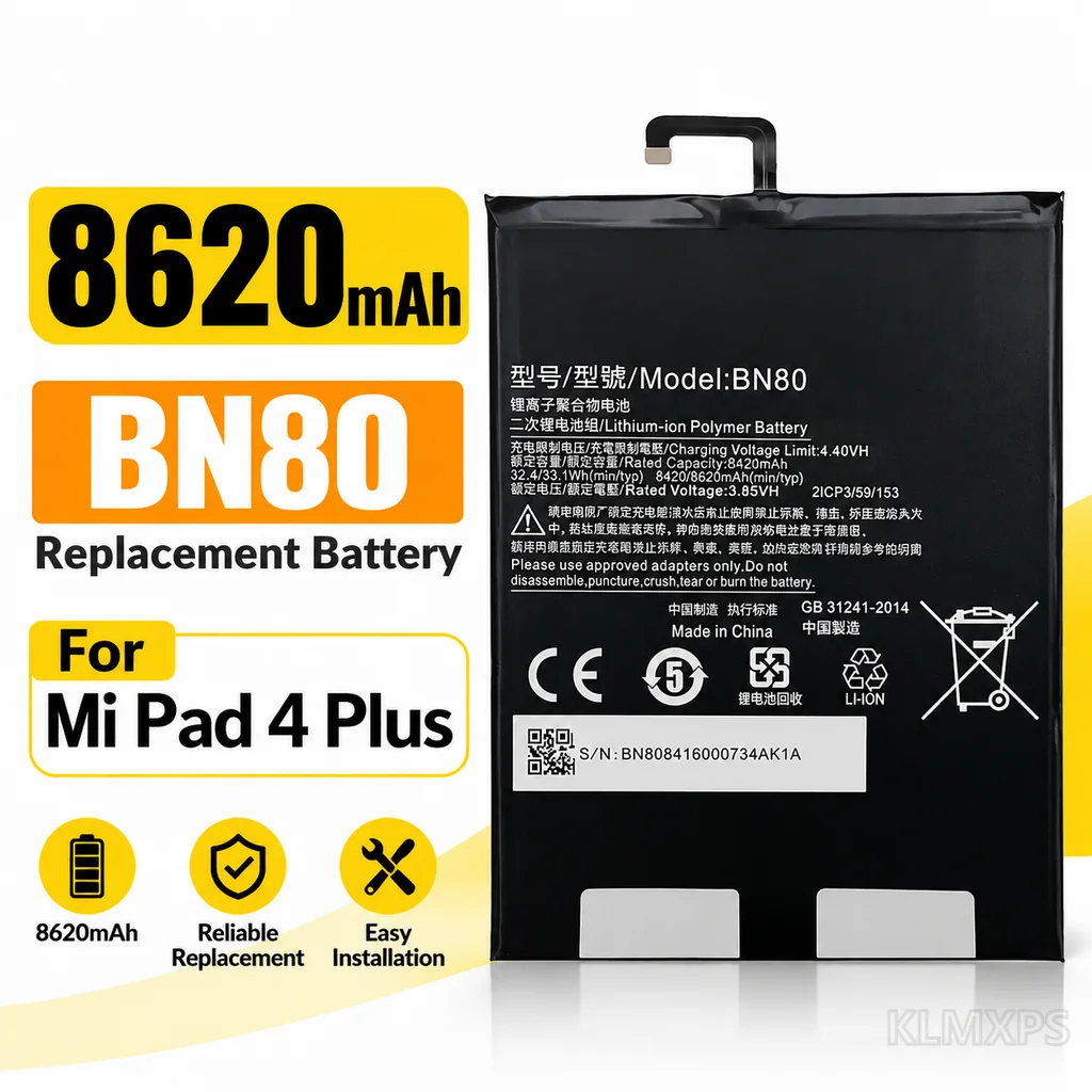 Tablet Replacement Battery BN80 8620mAh Built-in Lithium Battery For Xiaomi Tablet 4 Plus Mobile Device Battery Repair Part