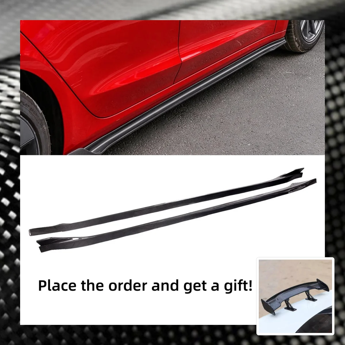 

Боковая юбка из настоящего углеродного волокна для Tesla Model 3 2019-2021, боковой спойлер, автомобильные аксессуары