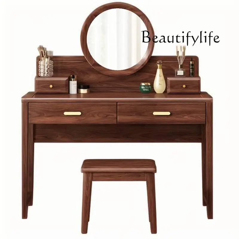 

Natural Luxury Wooden Dresser Bedroom Vertical Organizer Drawer Makeup Dressers Mirrors Modern Schminktisch Home Furniture
