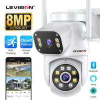 LS VISION 4K Dual Screens WiFi IP Camera Outdoor 8MP Dual Lens PTZ Onvif PC Client Auto Tracking Surveillance Cameras iCSee App