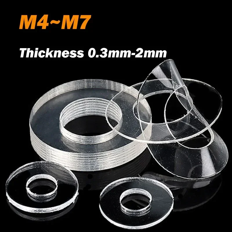 Soft Washer M4 M4.2 M5 M6 M7 Thickness 0.3mm-2mm Soft Plastic PVC Transparent Insulating Plain Gasket Ring Spacer Flat Washer