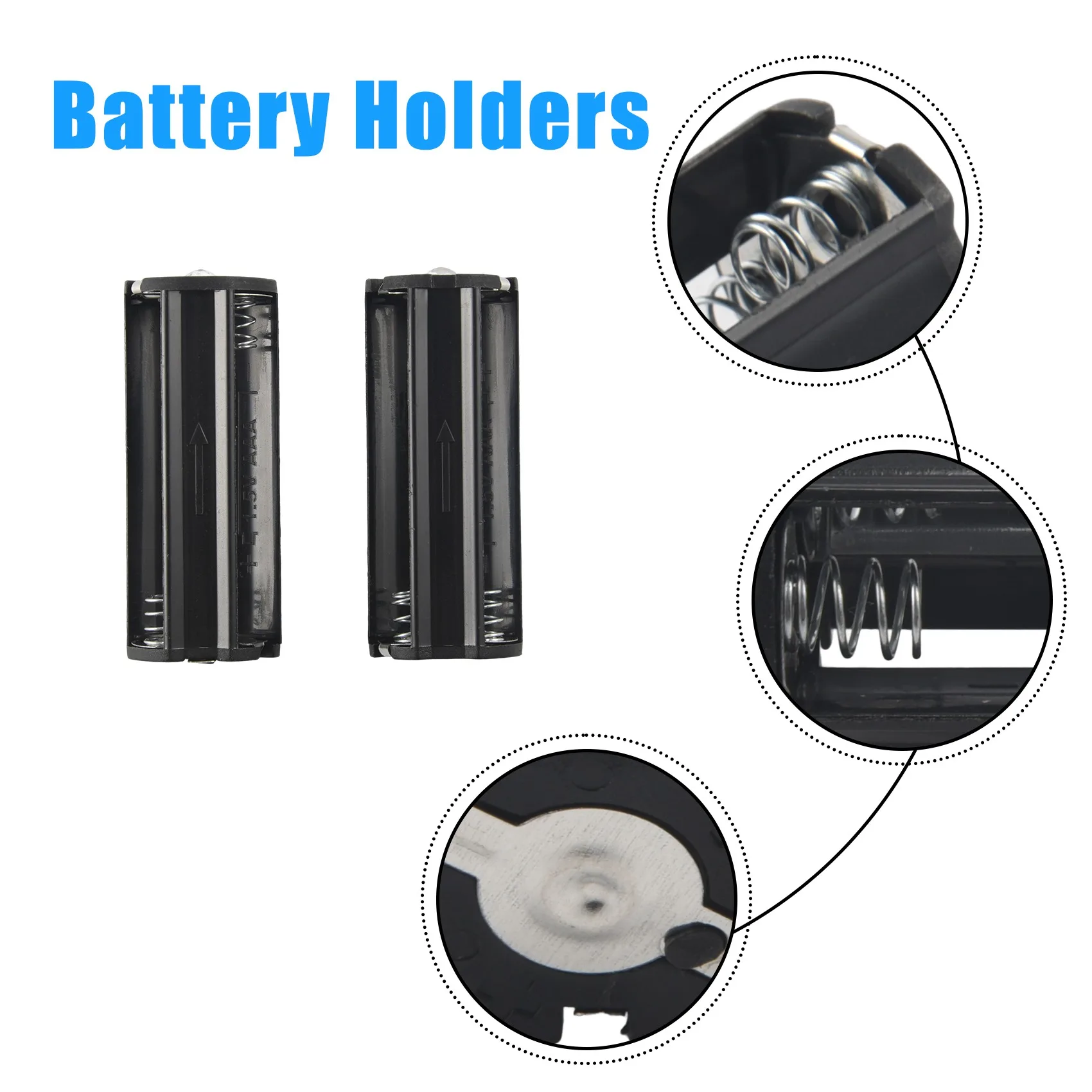 2Pcs Black Battery Holder for 3 x 1.5V AAA Batteries Flashlight Torch