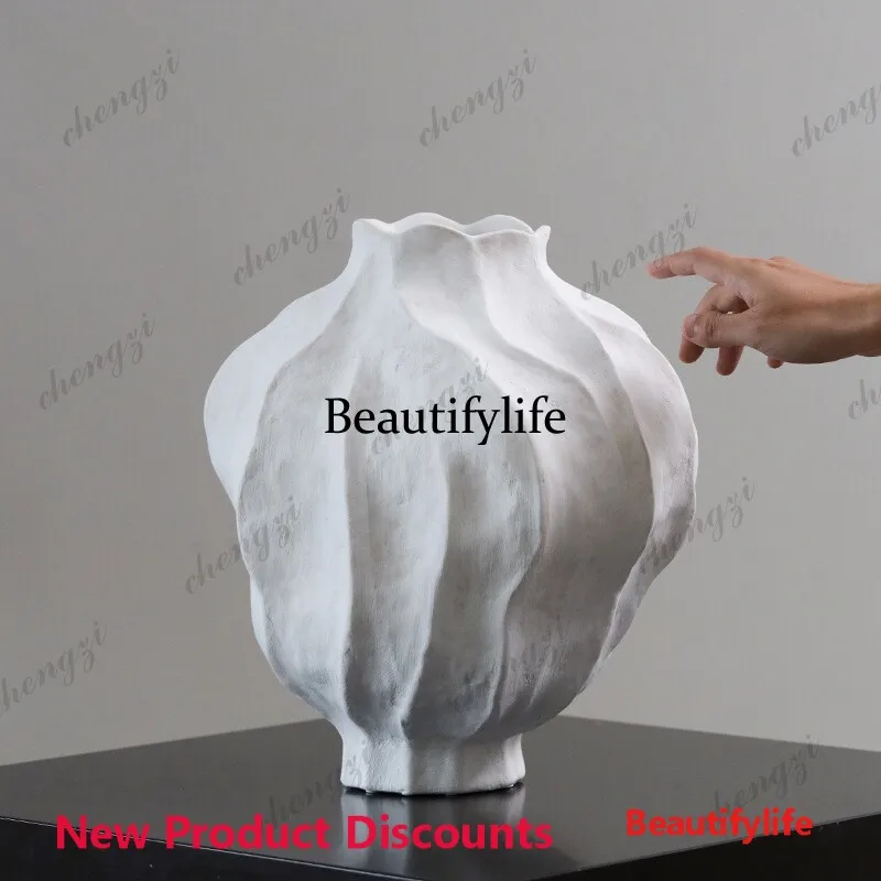 03 Jingdezhen ceramic vase pottery pot ornament, retro large living room flower arrangement floor dried flower creativity