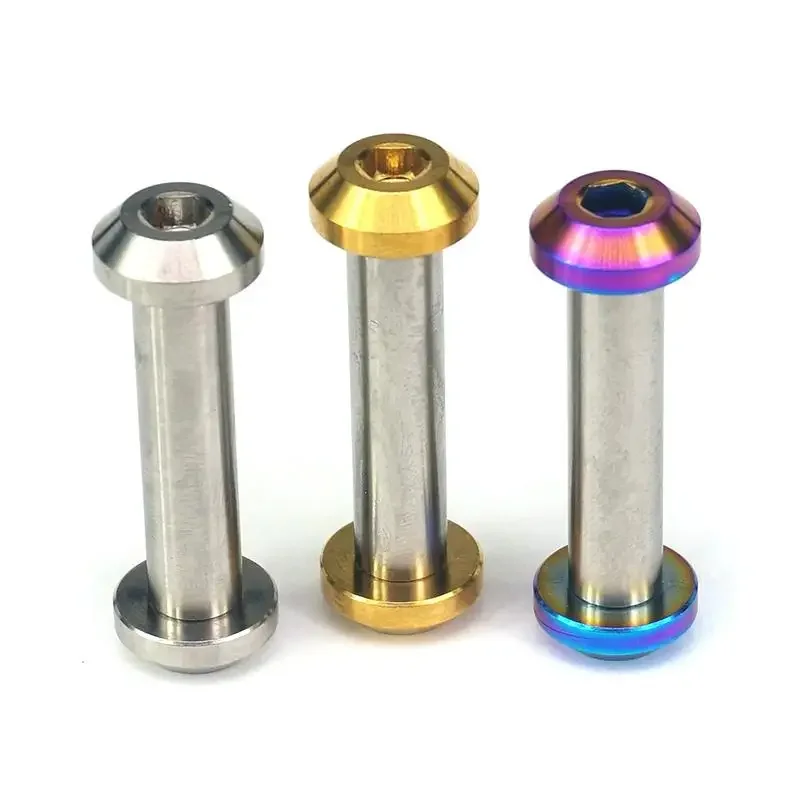 A Set(2pcs Scews+1 Rod Nut) M6x1mm Ti/Golden/Rainbow/Blue/Black GR5 Titanium Bolts & Rod Nut Mountain Bike Bicycle Rear Damping