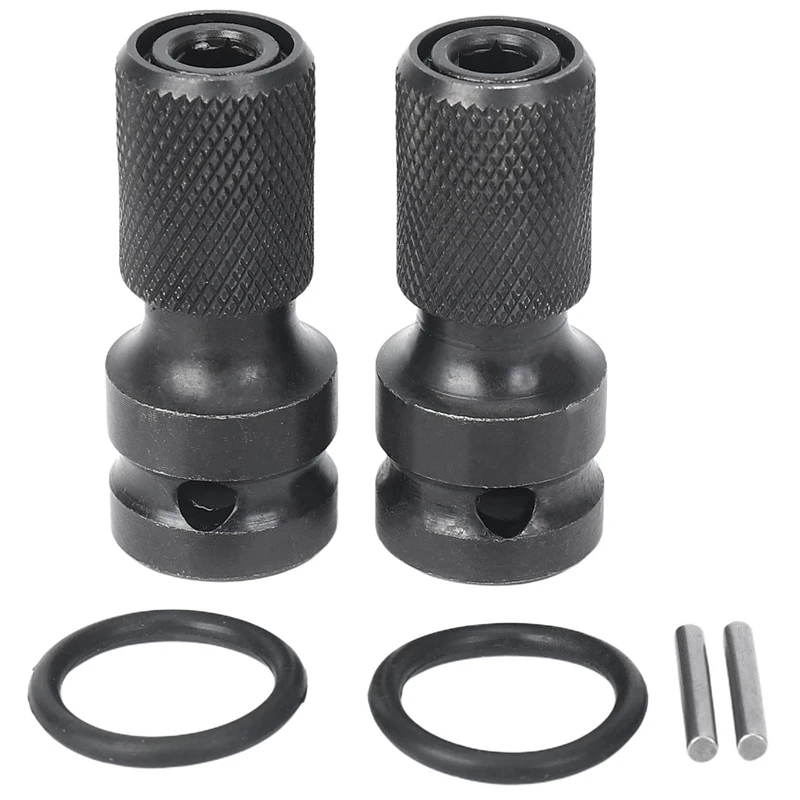 NEW-2 Pack 1/2 Square Drive To 1/4 Hex Shank Socket Adapter Quick Release Chuck Converter For Impact Ratchet Wrench