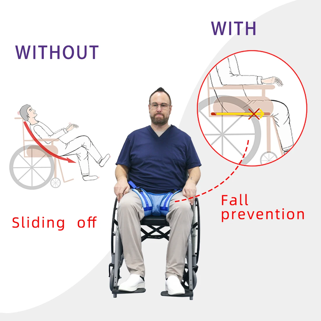 Wheelchair Incontinence Pad High Absorbency Waterproof Seat Cover Adjustable Belt Pelvic Support Elderly Fall Prevention
