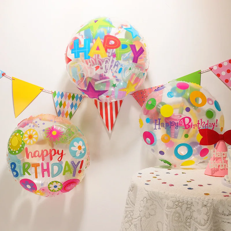 2Pcs 18inch Balloons Double Sided Printed Happy Birthday Round Ballon for Birthday Party Daily Decorations