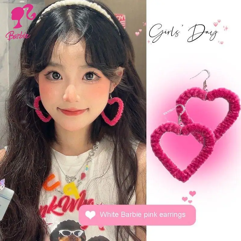 Y2K Anime Cartoon Barbies Series Plush Earrings Kawaii Girly Dopamine Outfit Sweet 925 Silver Eardrop Accessories Birthday Gifts