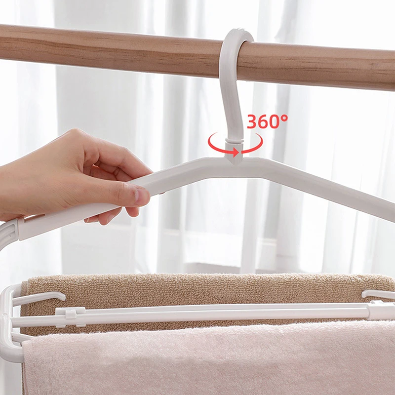 Space Saving Plastic Clothes Hanger with Clip Scalable for T-Shirts Dresses Coats Towels Home Closet Balcony Hanger Accessories