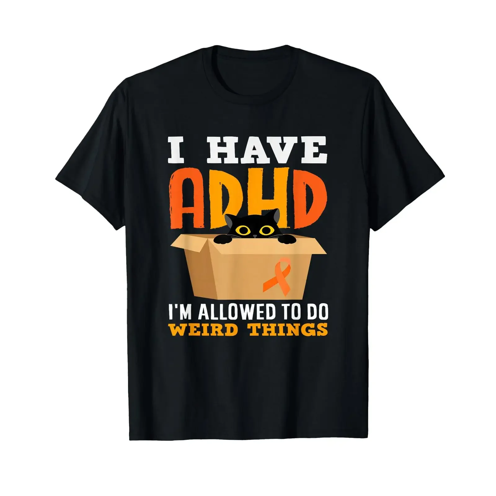 I Have ADHD Im Allowed to Do Weird Things Black Cat Funny T Shirt vintage Washed Slightly Stylish designer clothes Casual