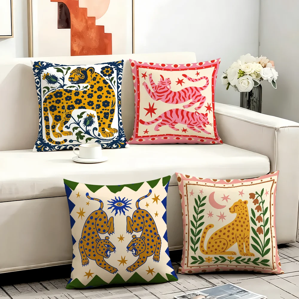 Minimal Boho Sun Leopard Palm Tree cushion cover Comfortable Decorative For Bedroom Living room Dormitory Picnic and Holiday