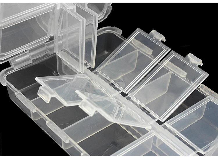 WEIHE Mini-Angelzubehörbox mit Fächern für Kleine Transparente Wasserdichte Plastikhaken, Köder und Angelzubehör – Detail 3