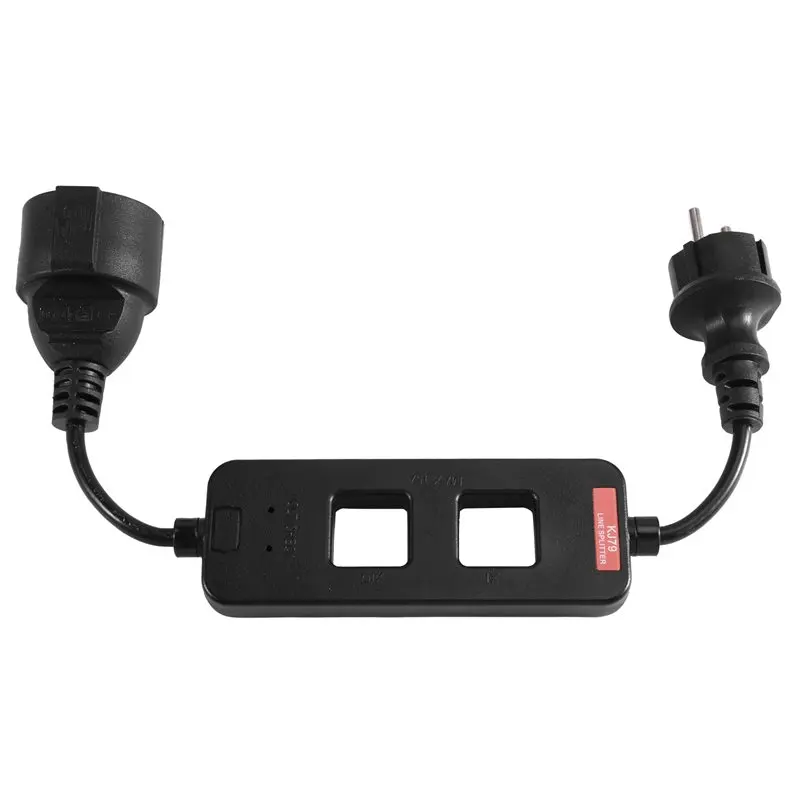 ABFU-For KJ79 Series EU Line Splitter 10X, 15A MAX With Voltage Tester Hole Clamp Meter Splitter Socket EU Plug