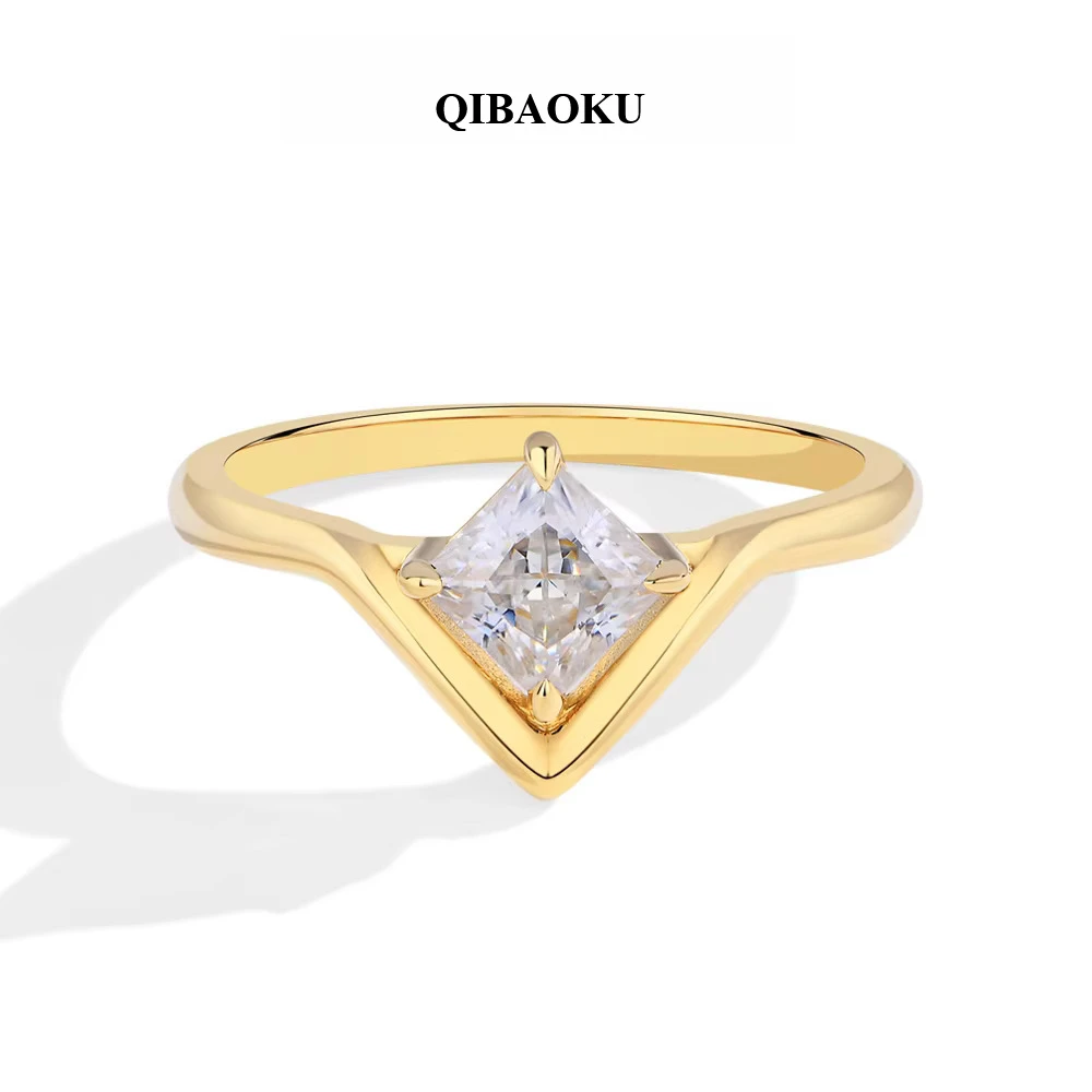 QIBAOKU 0.8CT Princess Moissanite Engagement Ring for Women 925 Sterling Silver Wedding Anniversary Fine Jewelry for Unique 2026