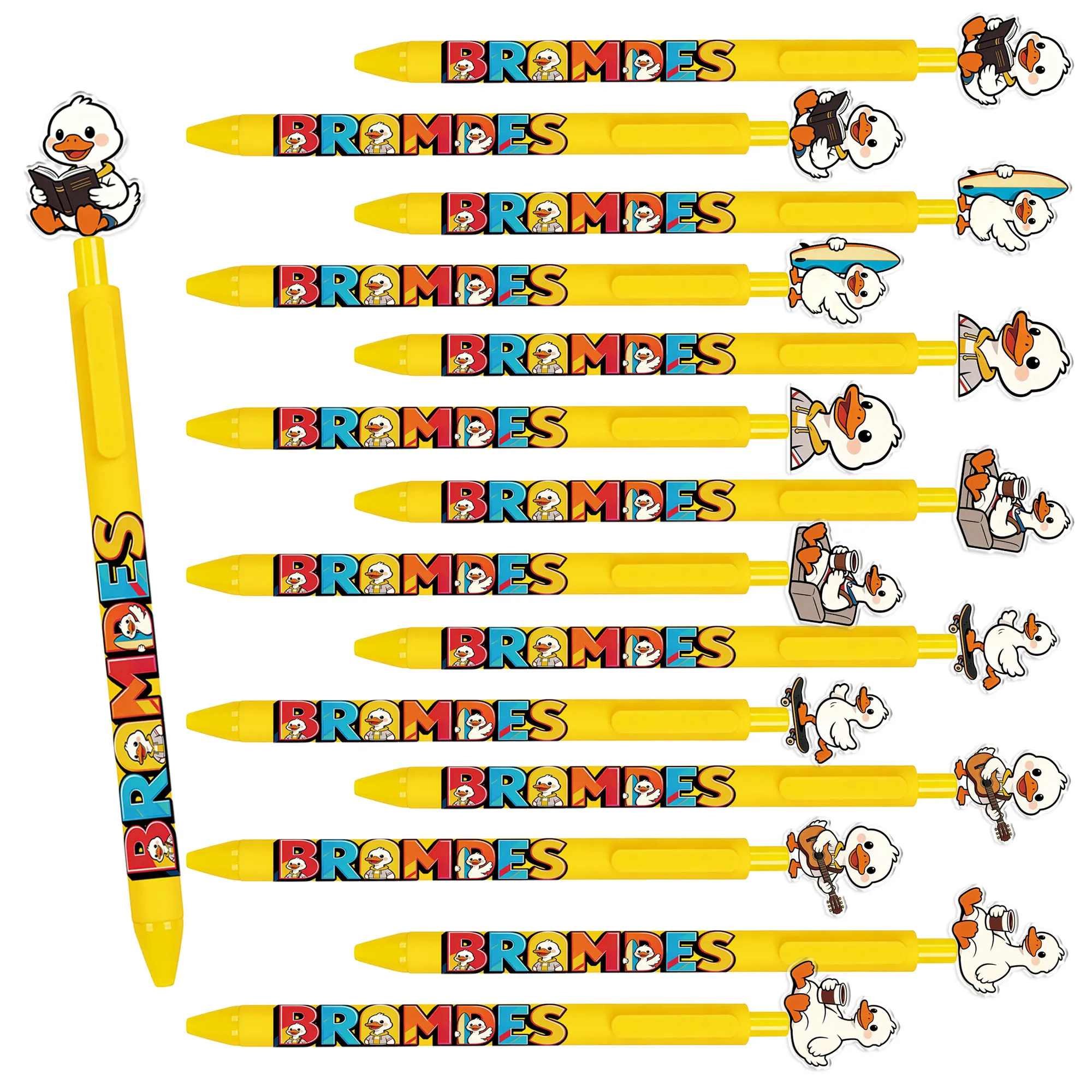 

7 pieces / 15 pieces cute white goose-shaped ballpoint pens. Double-sided pattern push-button writing signature pen.