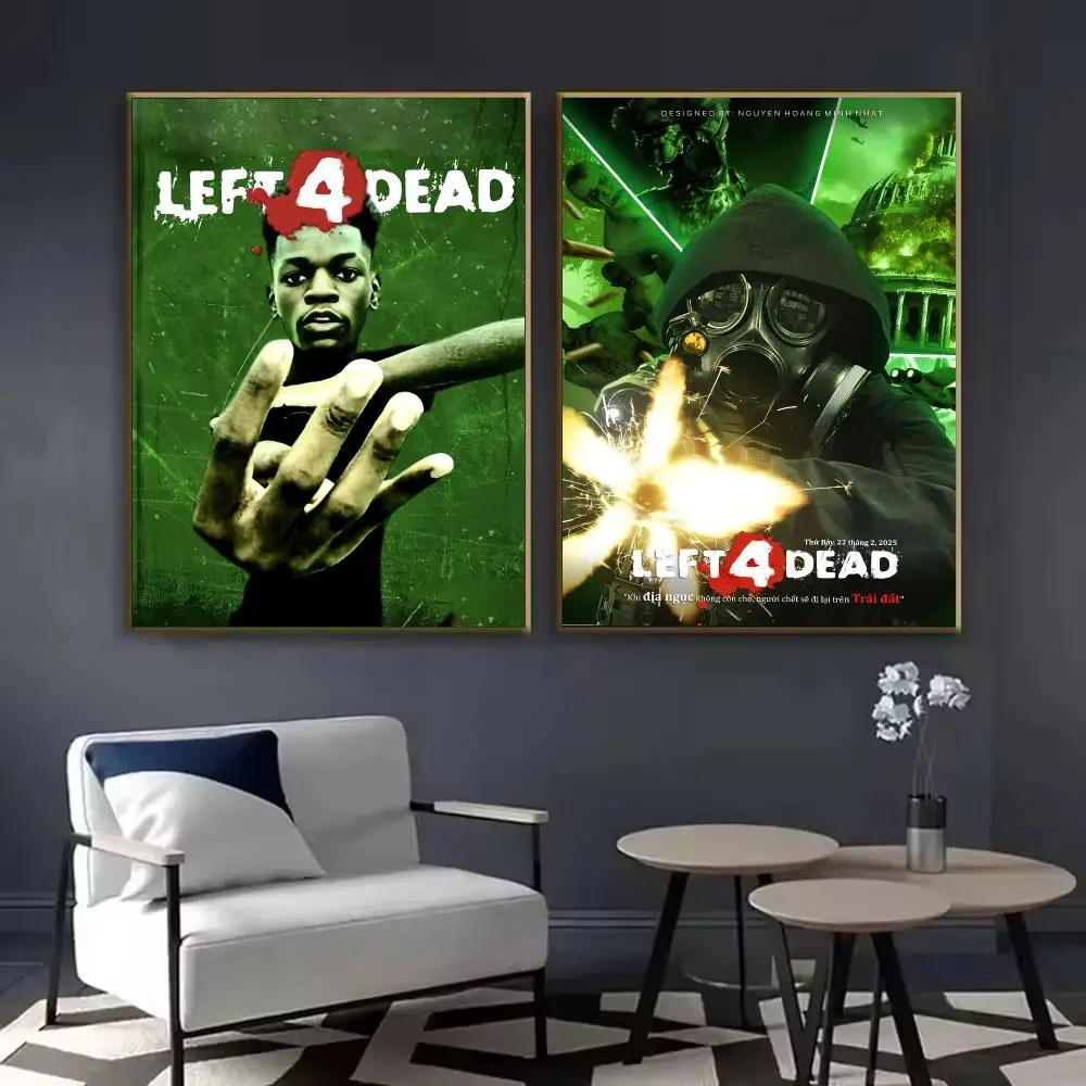 Left 4 D-Dead Game Poster Waterproof Sticky Wall Art Print For Bedroom Living Room Hallway Bar Home Decor