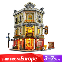 Antique Store Collection Lighting House Buildings Sets,City Street View Model Modular Buildings Blocks Adults Kids Gift 2847PCS