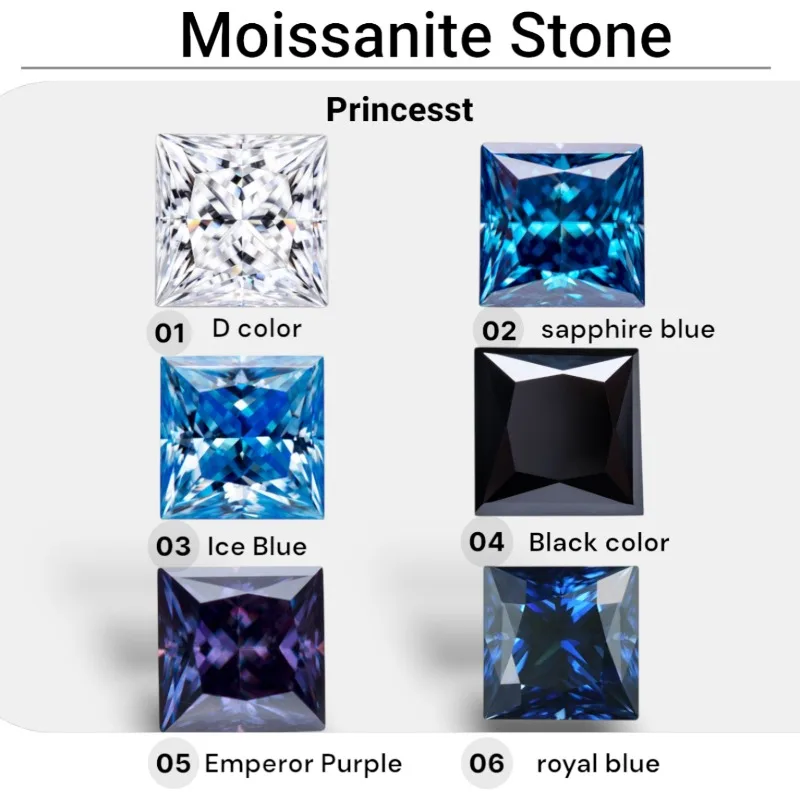 

New Moissanite Stone Princess Cut VVS1 Combination Chain Charms Beads with Certificate for Advanced Jewelry Making Material