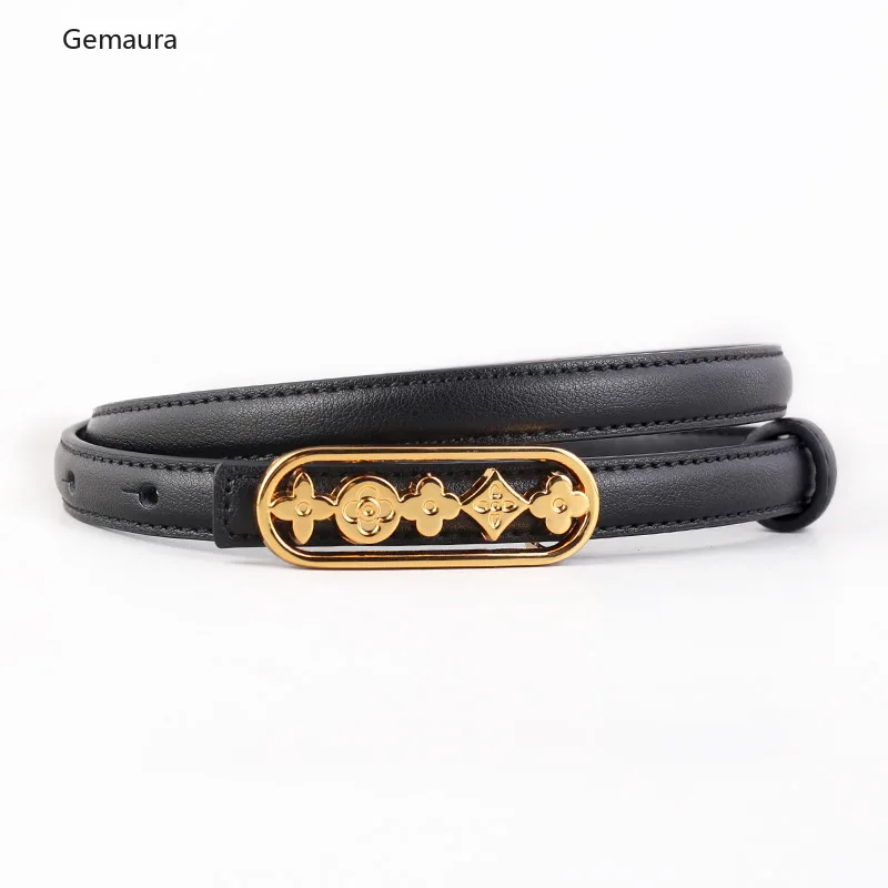 

2024 Women's Genuine Leather Belt - Fashion Snap Button Thin Waistband for Dresses & Pants, Stylish Adjustable Slim Belt luxury