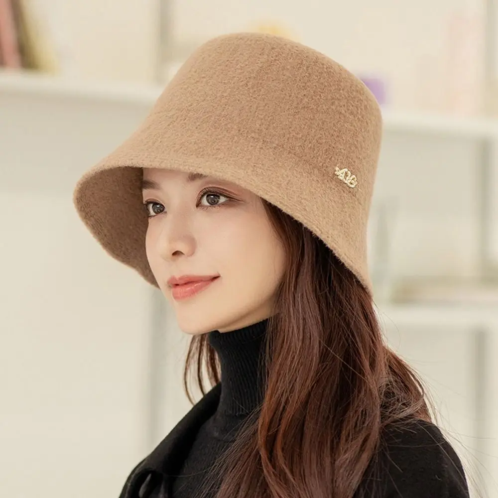

Autumn Korean Style For Girls Winter For Ladies Solid Color Fisherman Hat Knitted Hat Panama Hat Letter Bucket Cap