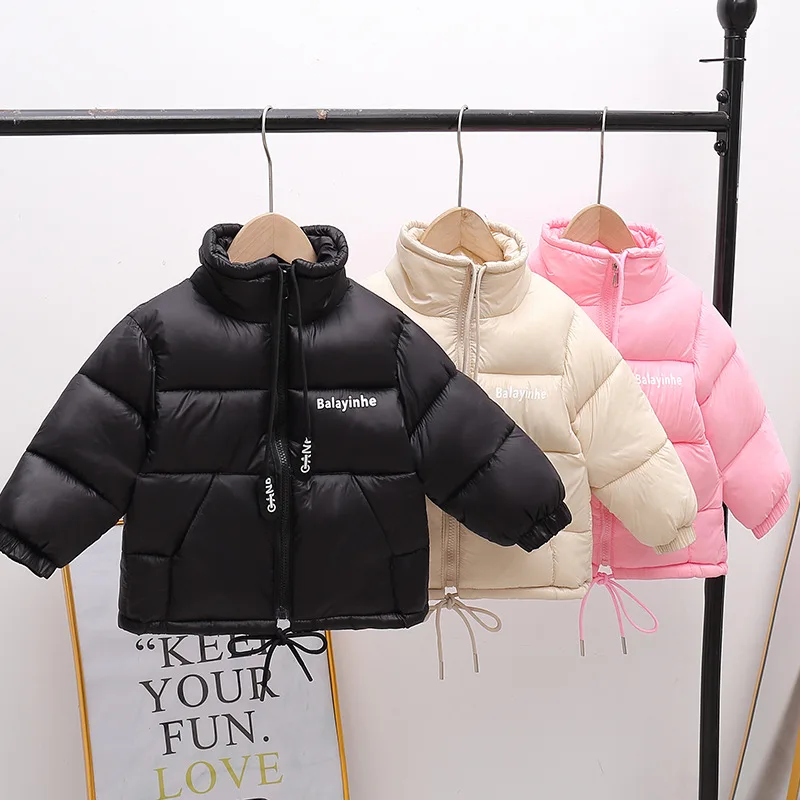 Trendy Children\'s Autumn Winter Down Jacket High Neck Zipper Smooth Warm Thick Coat Korean Style Kid Boy Baby Girl Parka