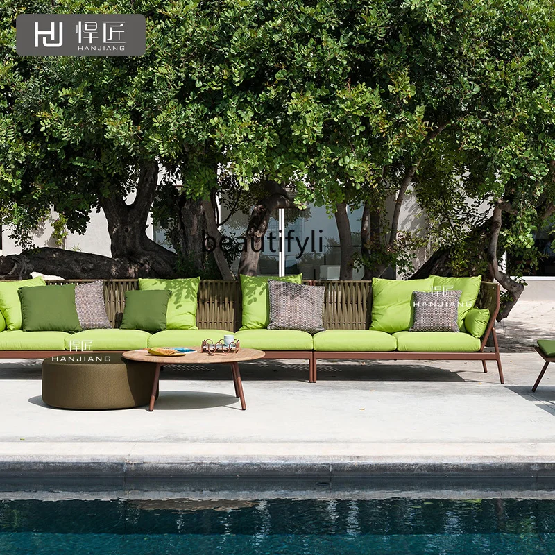 Outdoor Sofa Garden Courtyard Indoor Living Room Rattan Sofa Villa Model House Outdoor Rattan Sofa