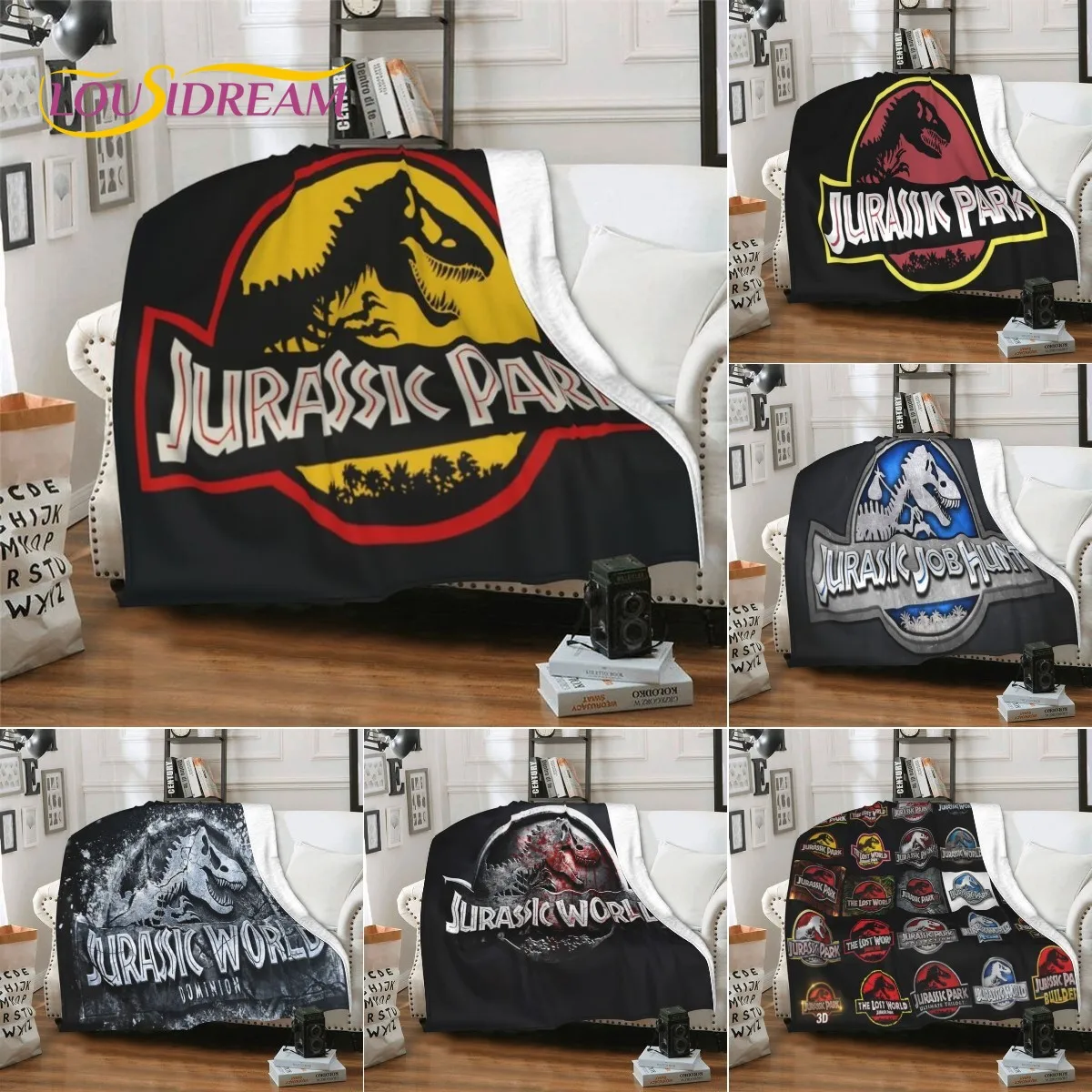 Jurassic Park Blanket Flannel Blanket Super Soft Fleece Dinosaur Throw Blanket Warm Blanket for Bedroom Sofa TV Blankets Gifts