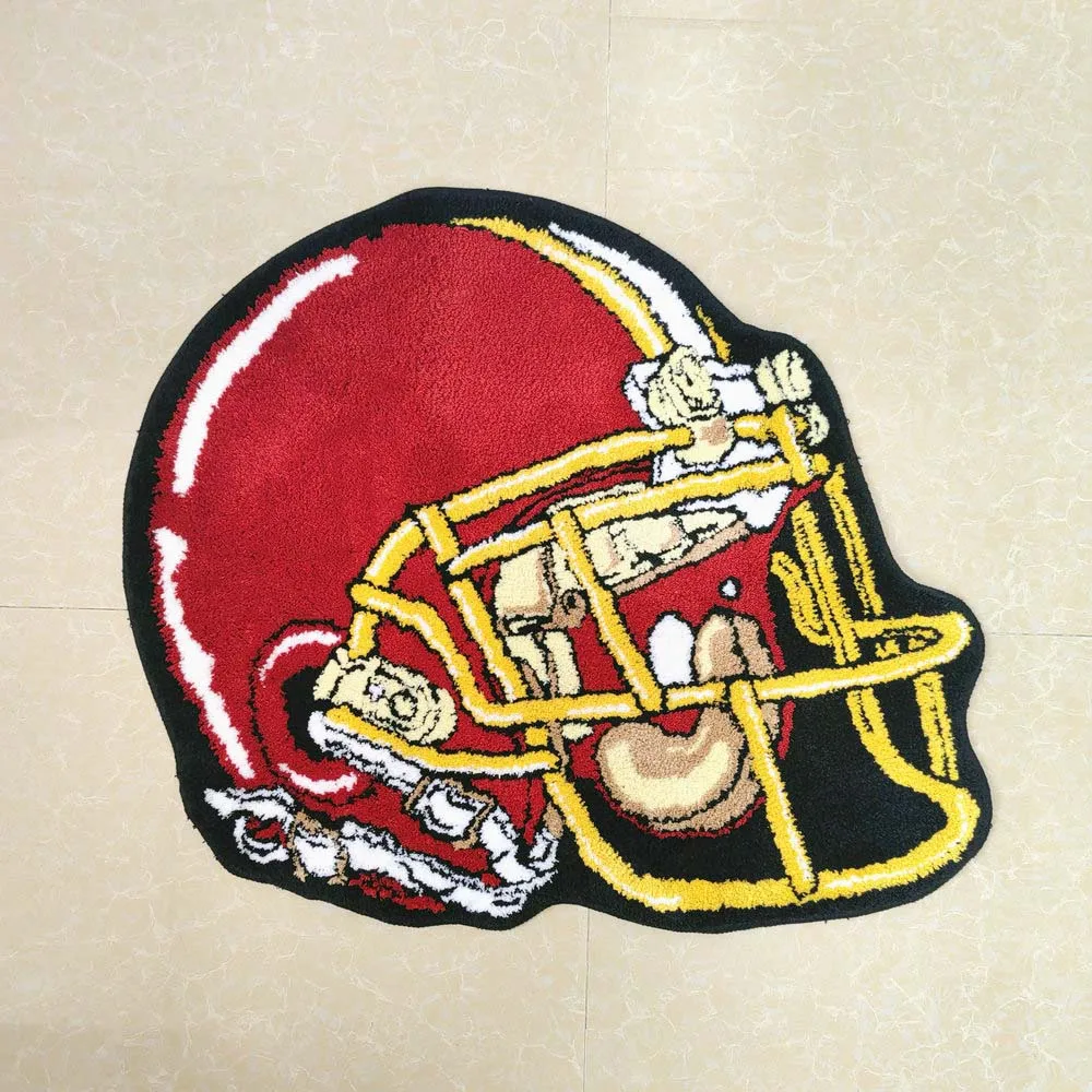 Cool Baseball Helmet Tufted Rugs Sports Protecter Cap Shape Carpet Handmade Soft Plush Floor Mat Doormat Home Living Room Decor