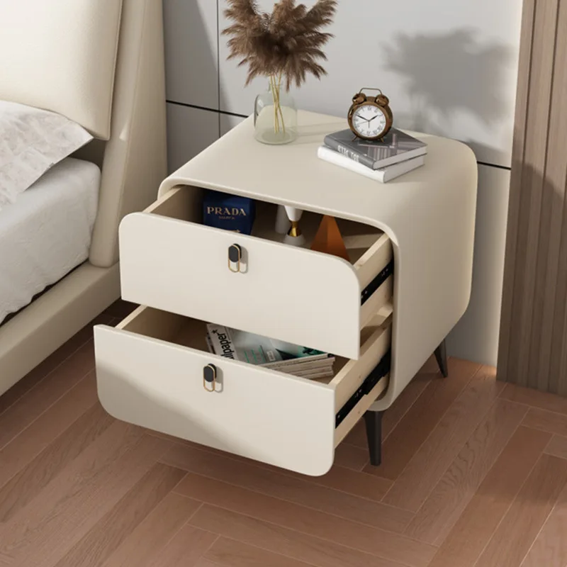 Bedside Table Solid Wood Veneer Bedroom Locker Simple And Environmentally Friendly Small Installation Bedside Cabinet