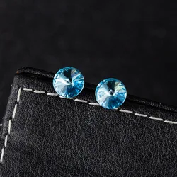 Ms Betti Small Round Rivoli Stone Crystal Stud Earrings 8mm For Women And Girls Mixed Color 2026 New Trendy Jewelry Gift