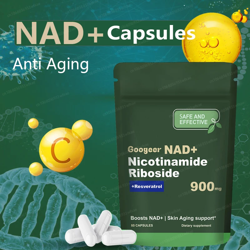 

80-400Capsules Pure NAD+ Nicotinamide Nucleoside 900mg Resveratrol Boost NAD Skin Anti-Aging, Energy, Focus Support