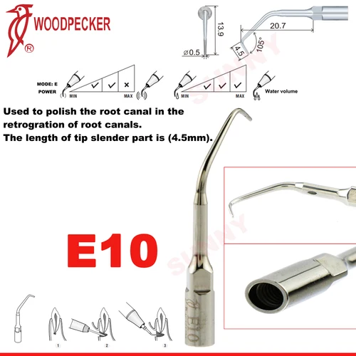 Imagen 2 del producto Puntas de escalador ultrasónico Dental Woodpecker E10/E11/E10D/E11D, puntas Endo compatibles con pieza de mano de escalador EMS
