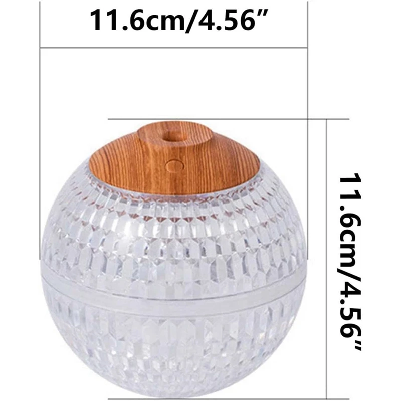 Pelembap udara bola kristal, lampu malam Mini warna-warni, pelembap kabut dingin portabel untuk kamar tidur, kamar bayi, kantor, tahan lama, mudah digunakan